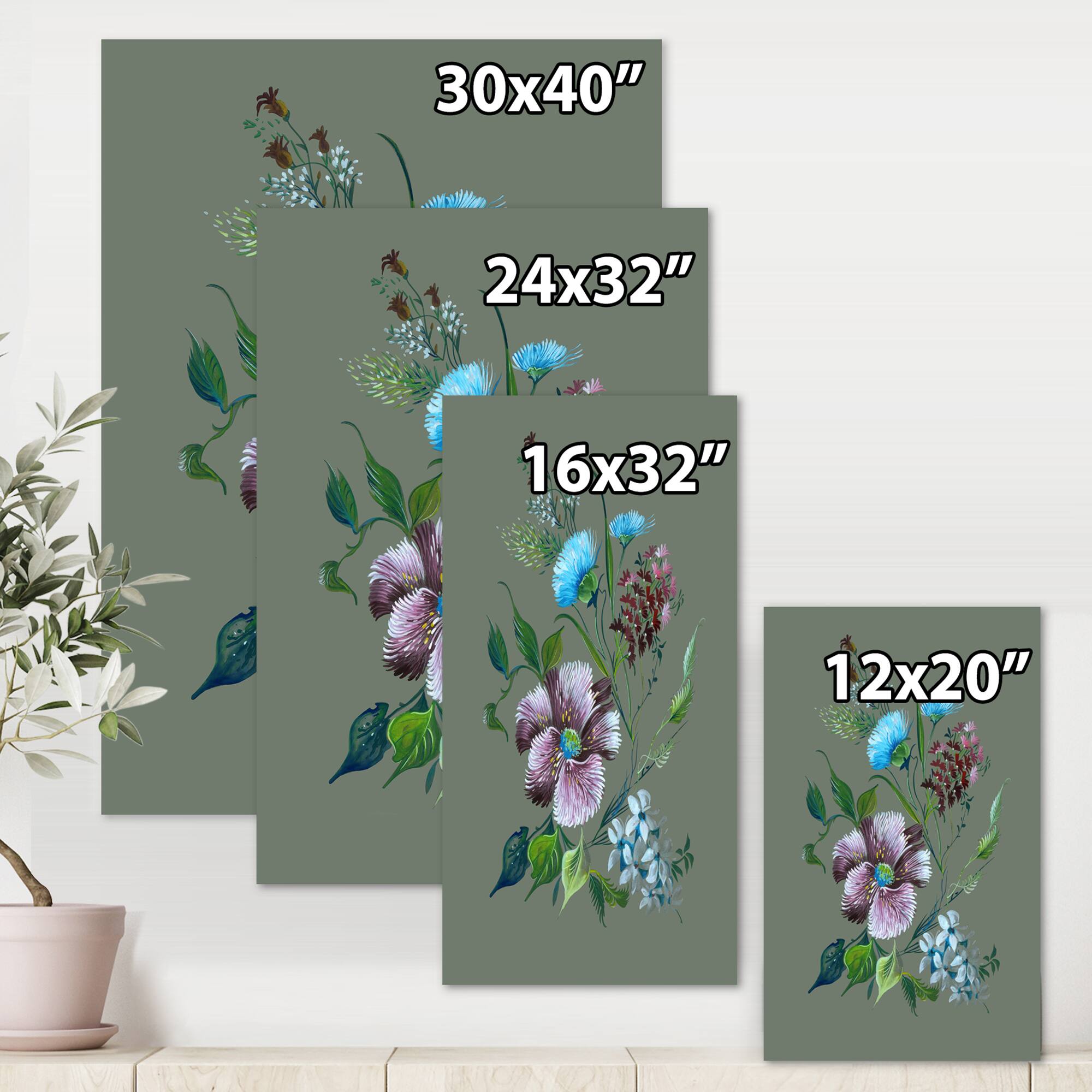 Designart - Purple and Turquoise Spring Flowers